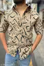 Men's Beige Alphabet Print Casual Shirt For Men
