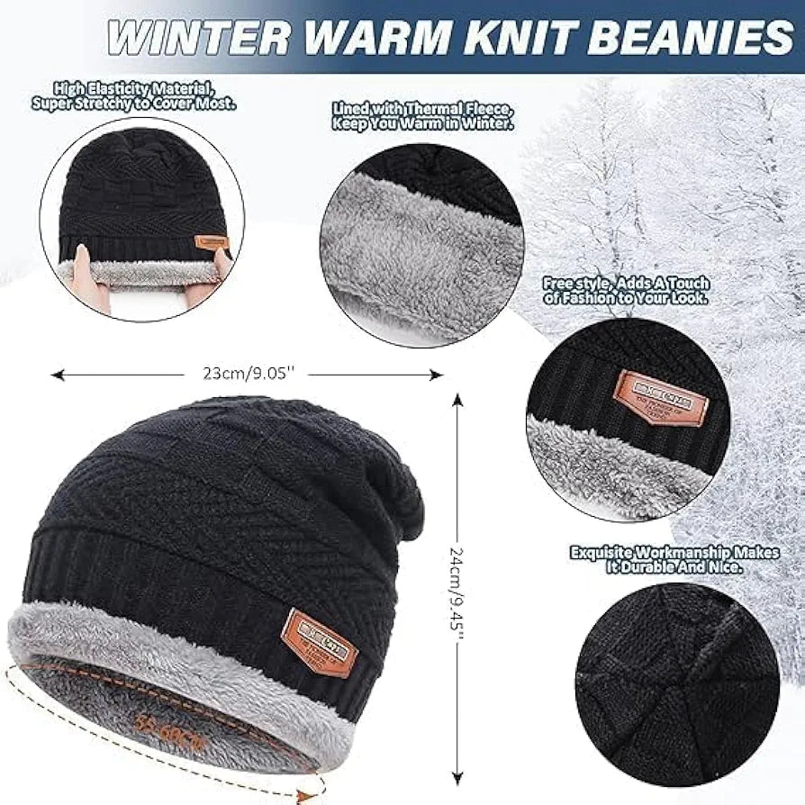 Fitness Mantra® Beanie Cap & Muffler for Men & Women| Beanie Cap| Woolen Topaa| Winter Cap| Head & Neck Warmer| Black Color| 1 Set|