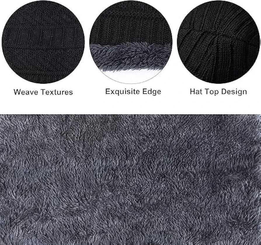Fitness Mantra® Beanie Cap & Muffler for Men & Women| Beanie Cap| Woolen Topaa| Winter Cap| Head & Neck Warmer| Black Color| 1 Set|