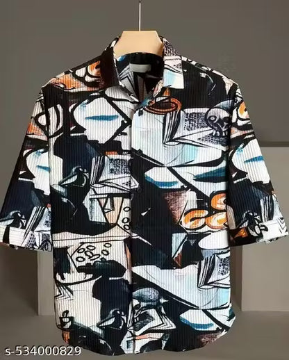 Casual  Printed Shirt with Three-Quarter Sleeves