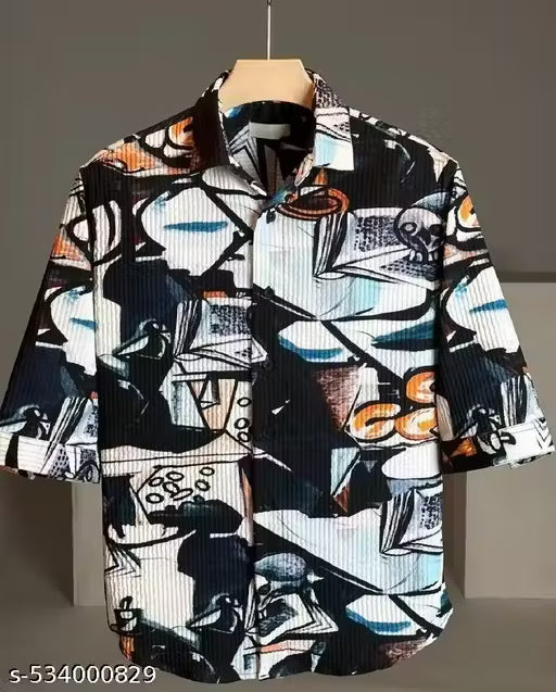 Casual  Printed Shirt with Three-Quarter Sleeves