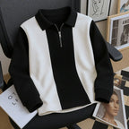 Men's Colorblock Polo Neck Sweatshirt