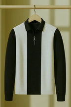 Men's Colorblock Polo Neck Sweatshirt