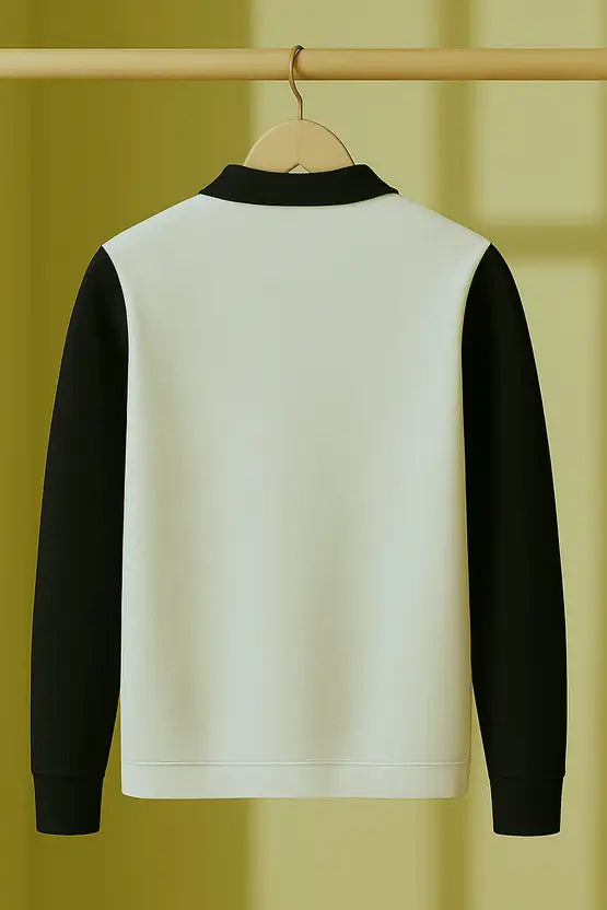 Men's Colorblock Polo Neck Sweatshirt