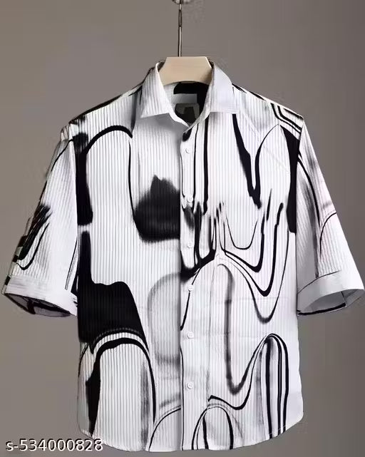 Casual  Printed Shirt with Three-Quarter Sleeves