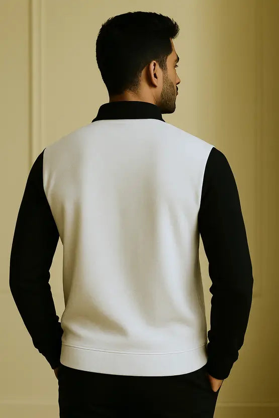 Men's Colorblock Polo Neck Sweatshirt